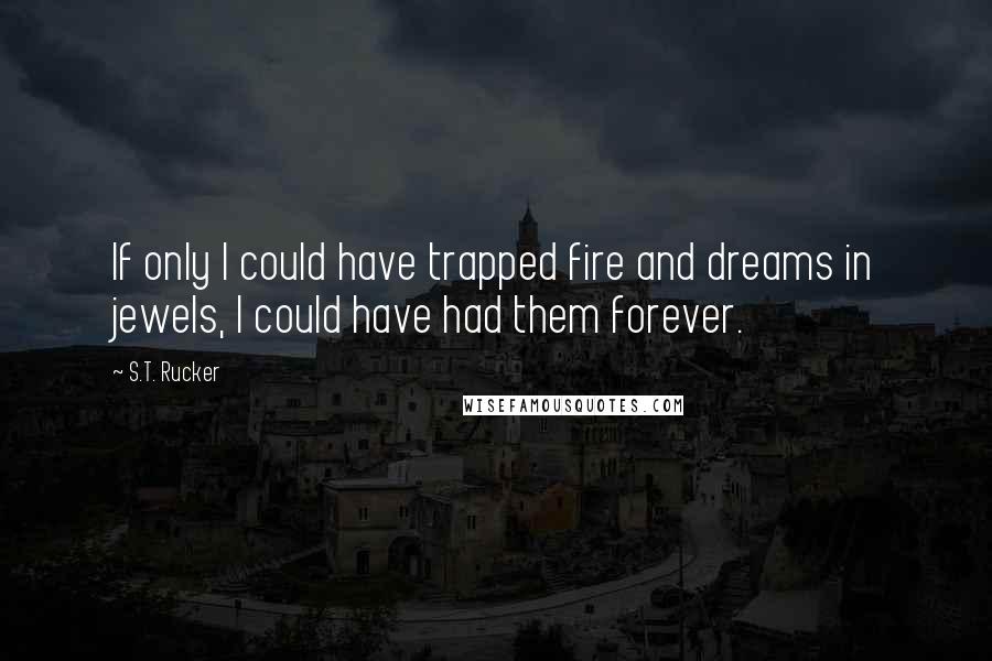 S.T. Rucker Quotes: If only I could have trapped fire and dreams in jewels, I could have had them forever.