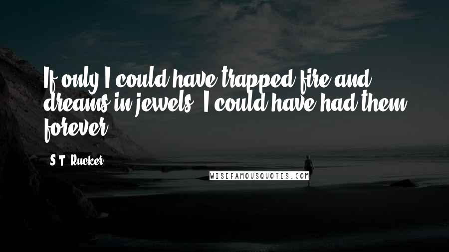 S.T. Rucker Quotes: If only I could have trapped fire and dreams in jewels, I could have had them forever.