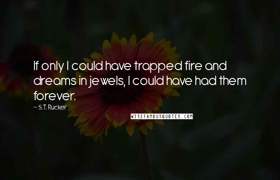 S.T. Rucker Quotes: If only I could have trapped fire and dreams in jewels, I could have had them forever.