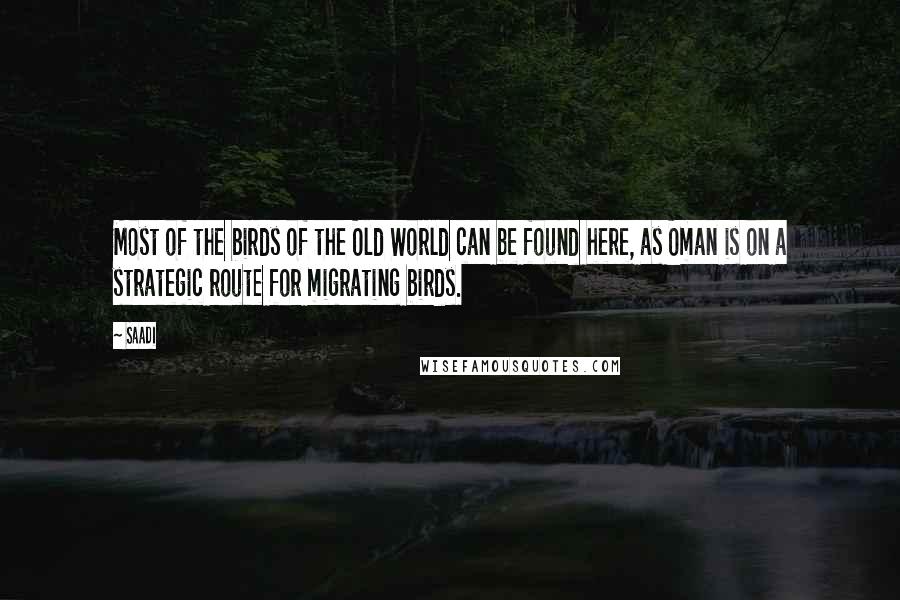 Saadi Quotes: Most of the birds of the Old World can be found here, as Oman is on a strategic route for migrating birds.