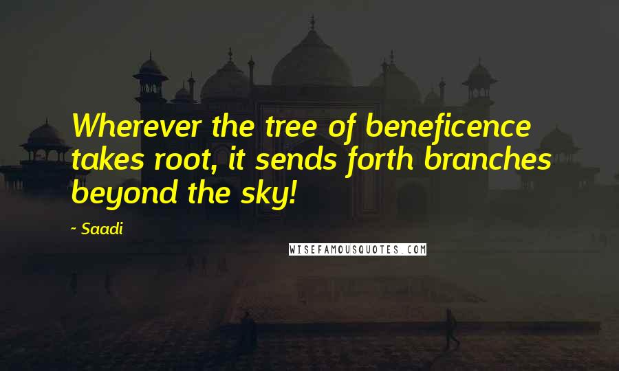 Saadi Quotes: Wherever the tree of beneficence takes root, it sends forth branches beyond the sky!