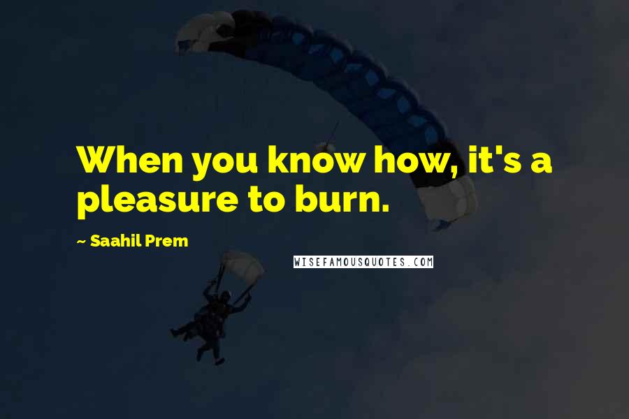 Saahil Prem Quotes: When you know how, it's a pleasure to burn.
