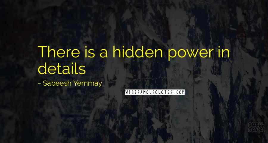 Sabeesh Yemmay Quotes: There is a hidden power in details