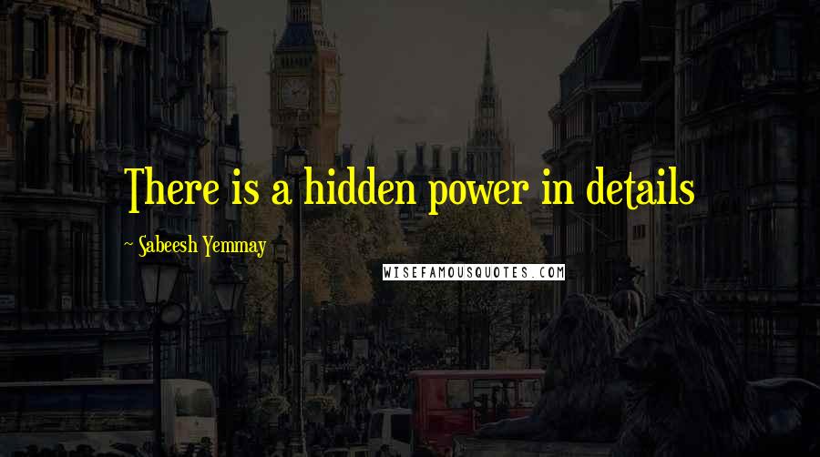 Sabeesh Yemmay Quotes: There is a hidden power in details