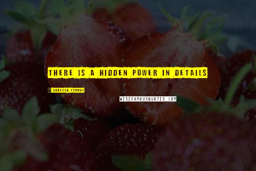 Sabeesh Yemmay Quotes: There is a hidden power in details