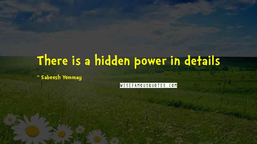 Sabeesh Yemmay Quotes: There is a hidden power in details