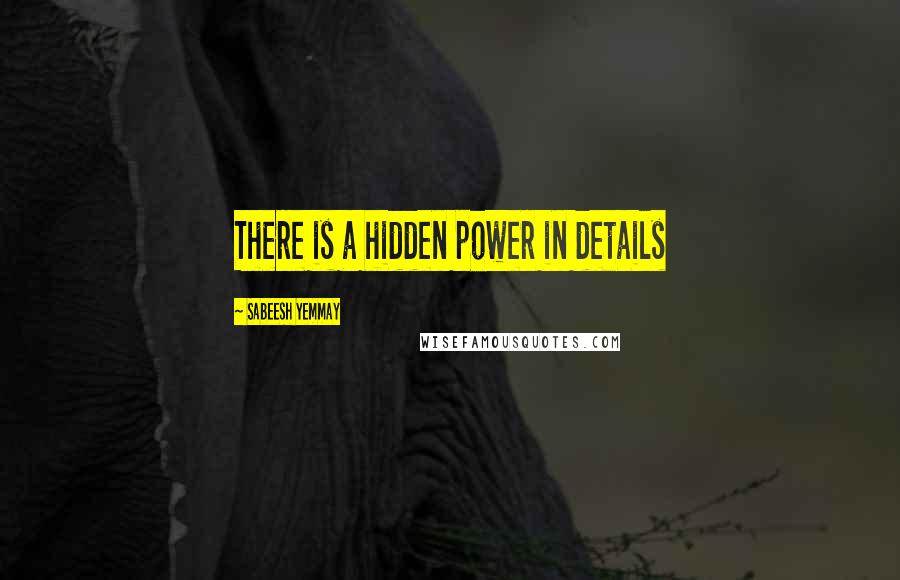 Sabeesh Yemmay Quotes: There is a hidden power in details