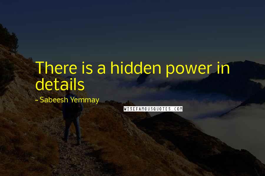 Sabeesh Yemmay Quotes: There is a hidden power in details