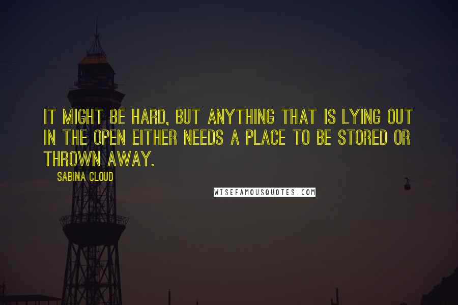 Sabina Cloud Quotes: It might be hard, but anything that is lying out in the open either needs a place to be stored or thrown away.