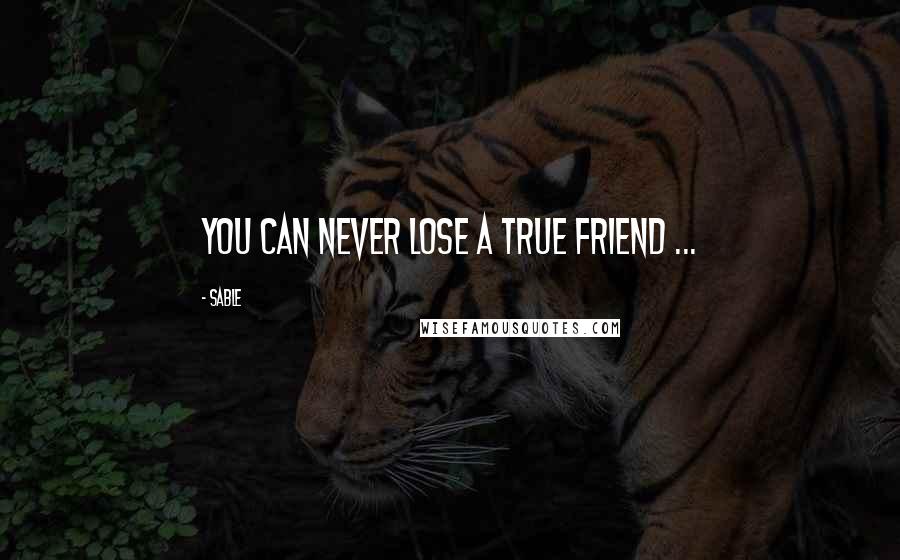 Sable Quotes: You can never lose a true friend ...