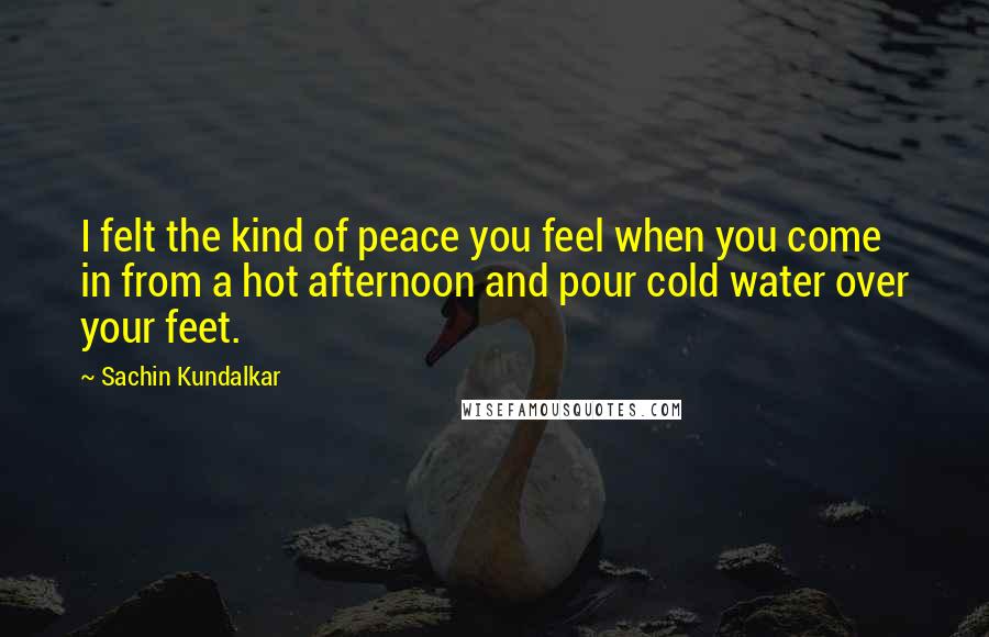 Sachin Kundalkar Quotes: I felt the kind of peace you feel when you come in from a hot afternoon and pour cold water over your feet.