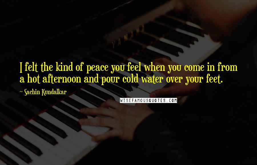 Sachin Kundalkar Quotes: I felt the kind of peace you feel when you come in from a hot afternoon and pour cold water over your feet.
