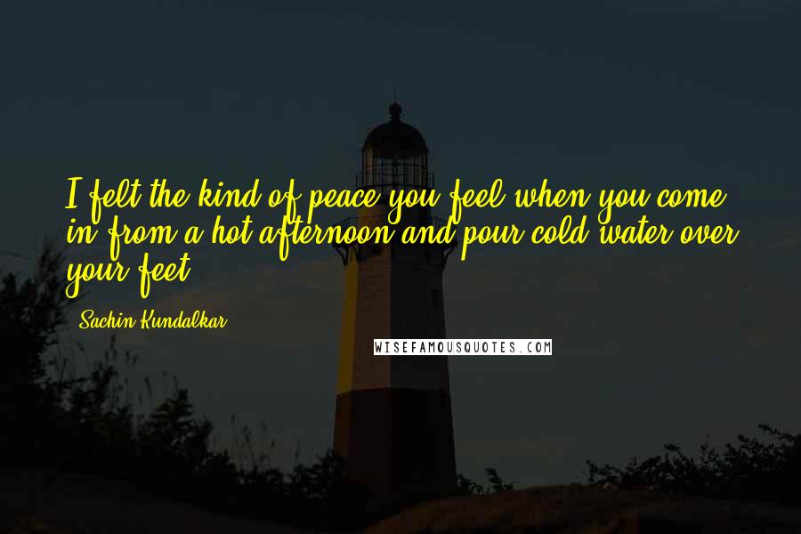 Sachin Kundalkar Quotes: I felt the kind of peace you feel when you come in from a hot afternoon and pour cold water over your feet.