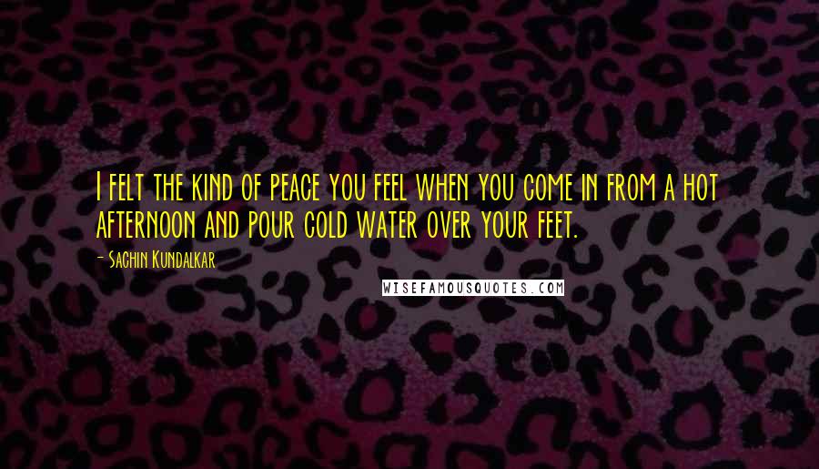 Sachin Kundalkar Quotes: I felt the kind of peace you feel when you come in from a hot afternoon and pour cold water over your feet.