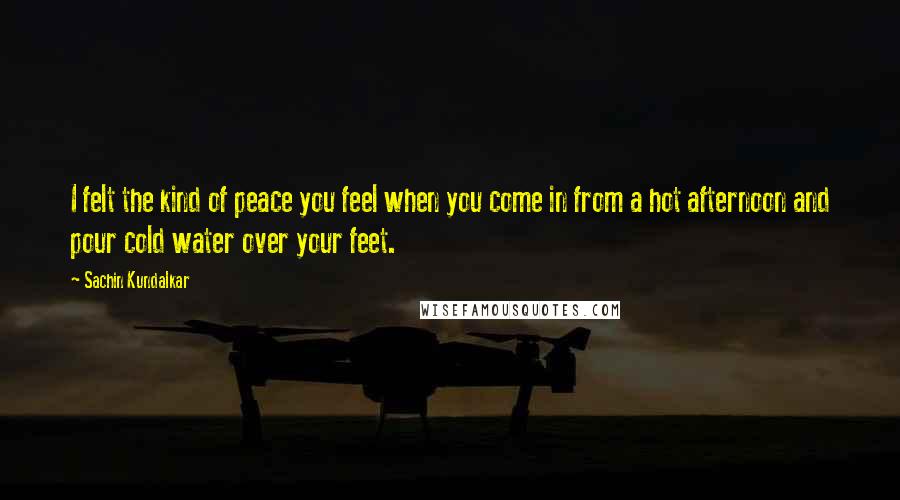 Sachin Kundalkar Quotes: I felt the kind of peace you feel when you come in from a hot afternoon and pour cold water over your feet.