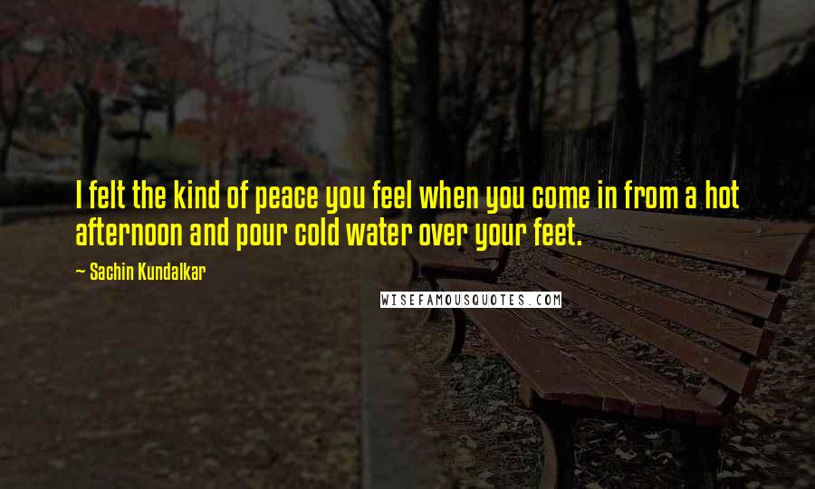 Sachin Kundalkar Quotes: I felt the kind of peace you feel when you come in from a hot afternoon and pour cold water over your feet.