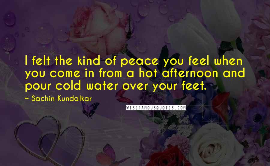 Sachin Kundalkar Quotes: I felt the kind of peace you feel when you come in from a hot afternoon and pour cold water over your feet.