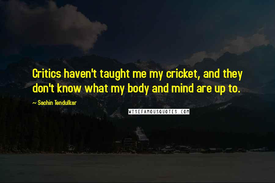 Sachin Tendulkar Quotes: Critics haven't taught me my cricket, and they don't know what my body and mind are up to.