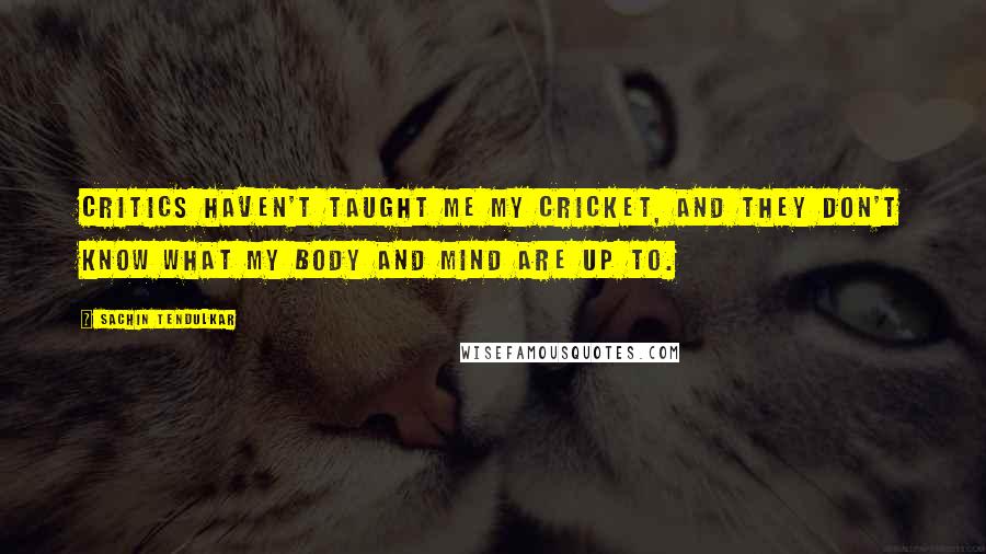 Sachin Tendulkar Quotes: Critics haven't taught me my cricket, and they don't know what my body and mind are up to.
