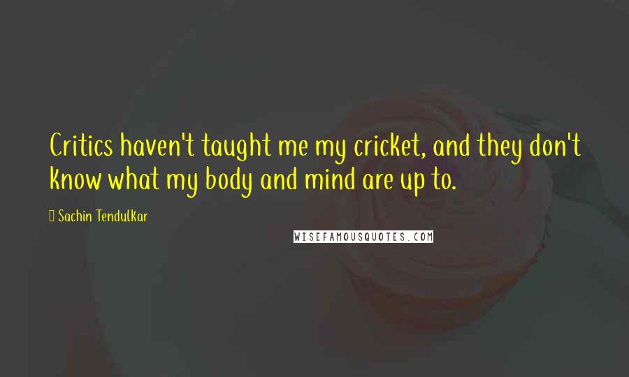 Sachin Tendulkar Quotes: Critics haven't taught me my cricket, and they don't know what my body and mind are up to.