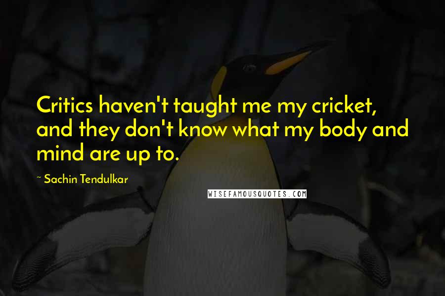 Sachin Tendulkar Quotes: Critics haven't taught me my cricket, and they don't know what my body and mind are up to.