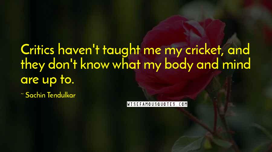 Sachin Tendulkar Quotes: Critics haven't taught me my cricket, and they don't know what my body and mind are up to.