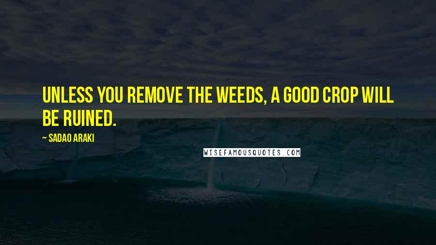 Sadao Araki Quotes: Unless you remove the weeds, a good crop will be ruined.