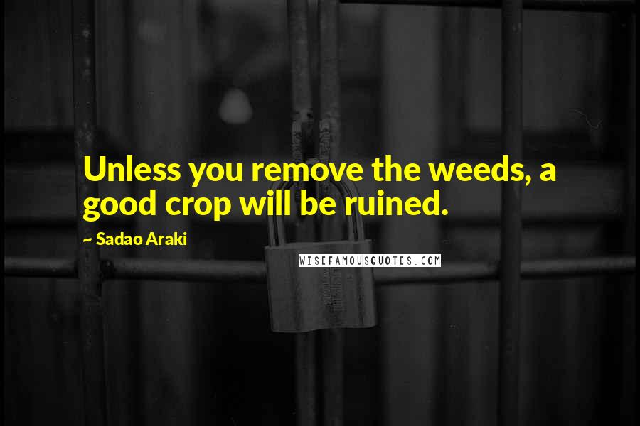 Sadao Araki Quotes: Unless you remove the weeds, a good crop will be ruined.