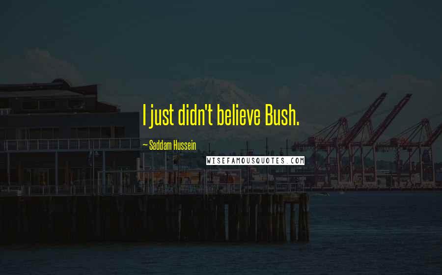 Saddam Hussein Quotes: I just didn't believe Bush.