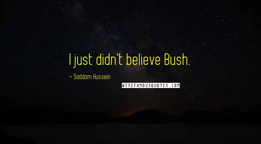 Saddam Hussein Quotes: I just didn't believe Bush.