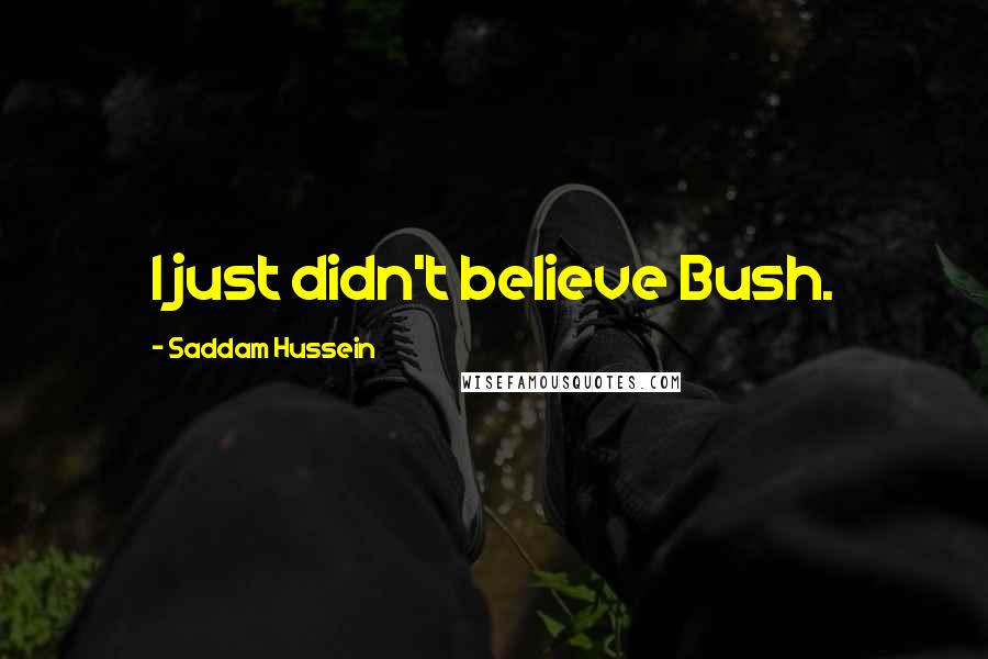 Saddam Hussein Quotes: I just didn't believe Bush.