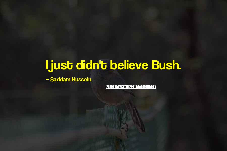 Saddam Hussein Quotes: I just didn't believe Bush.