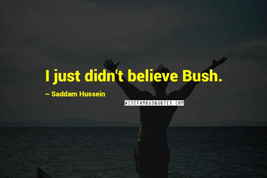 Saddam Hussein Quotes: I just didn't believe Bush.