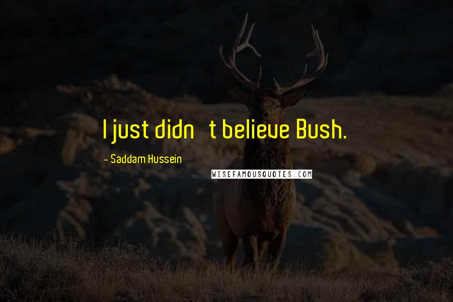 Saddam Hussein Quotes: I just didn't believe Bush.