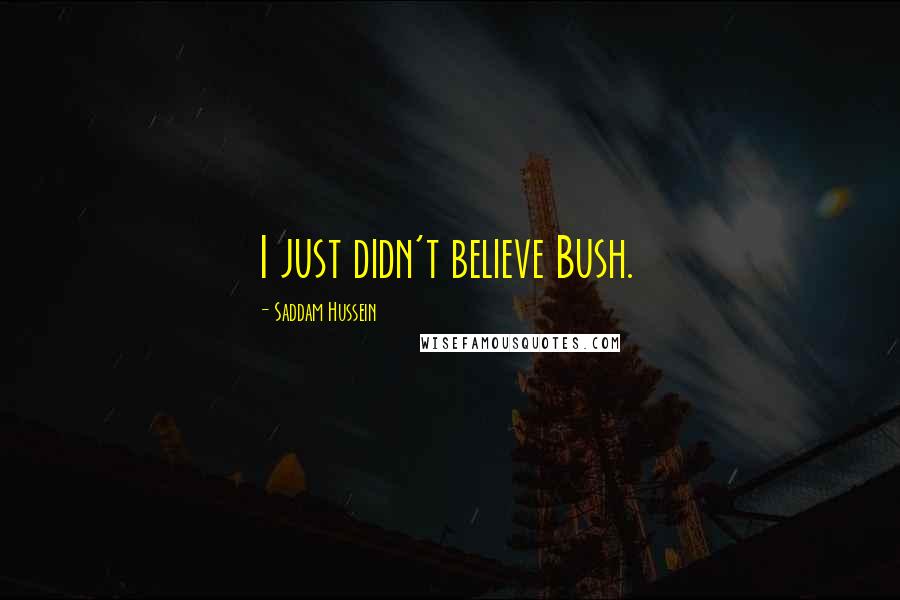 Saddam Hussein Quotes: I just didn't believe Bush.