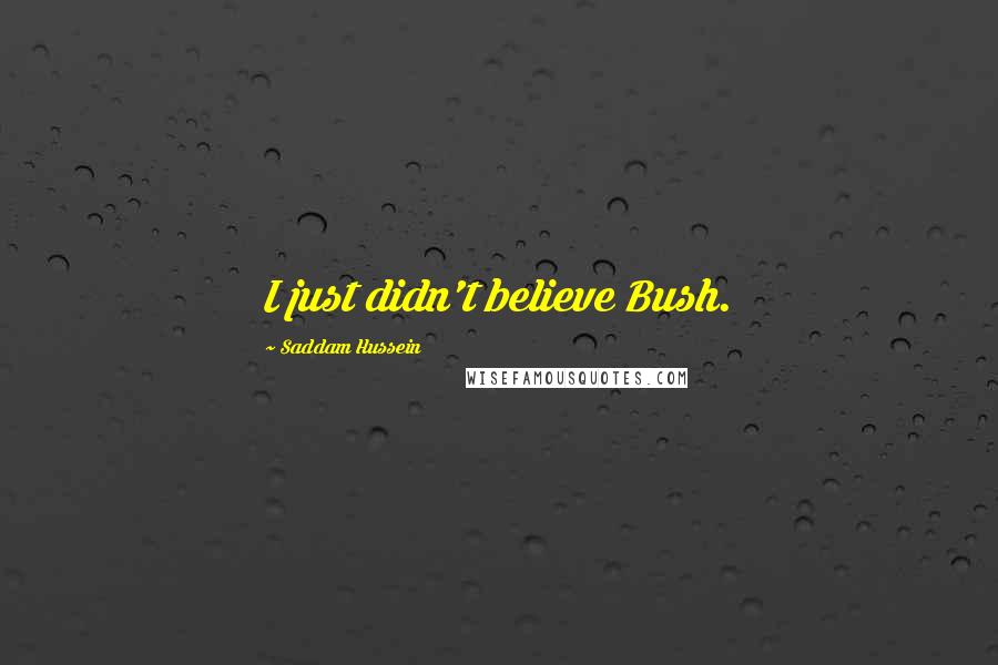 Saddam Hussein Quotes: I just didn't believe Bush.