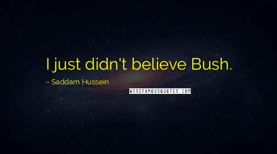 Saddam Hussein Quotes: I just didn't believe Bush.