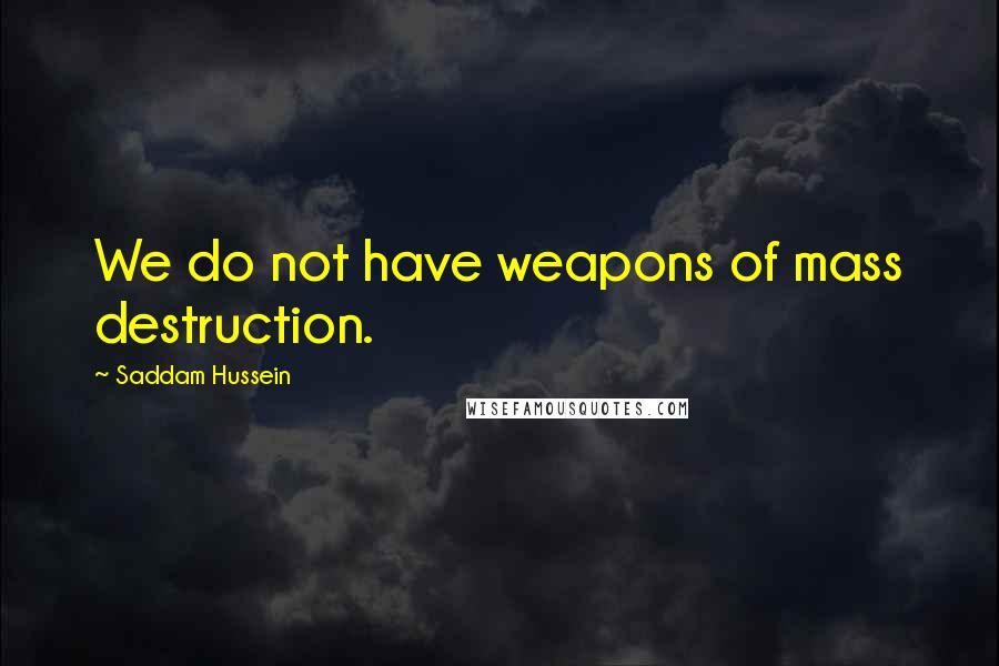 Saddam Hussein Quotes: We do not have weapons of mass destruction.