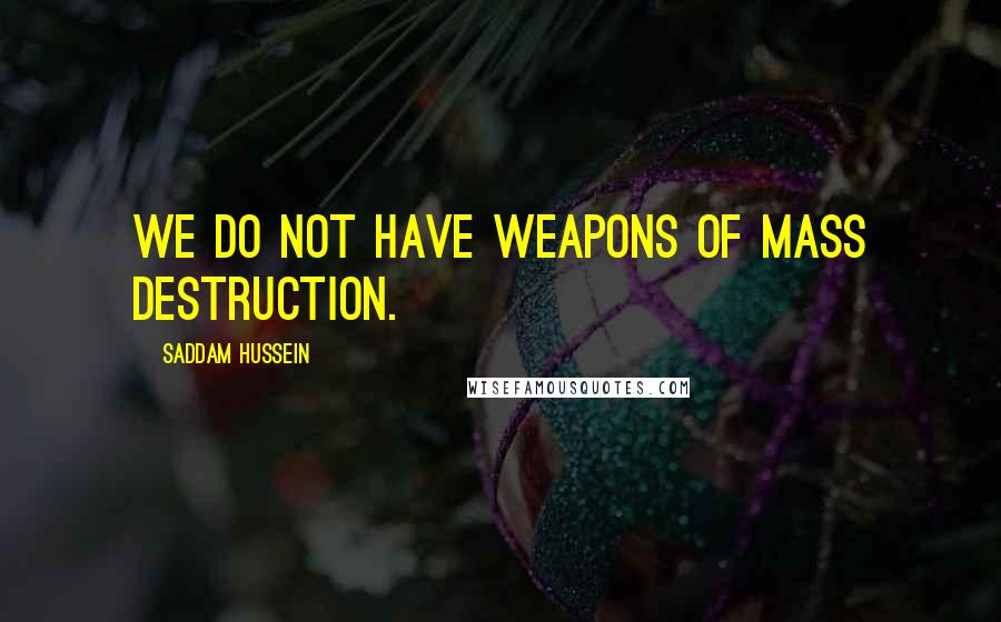 Saddam Hussein Quotes: We do not have weapons of mass destruction.