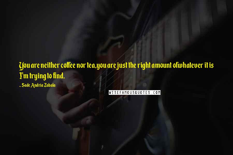 Sade Andria Zabala Quotes: You are neither coffee nor tea,you are just the right amount ofwhatever it is I'm trying to find.