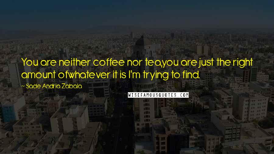 Sade Andria Zabala Quotes: You are neither coffee nor tea,you are just the right amount ofwhatever it is I'm trying to find.