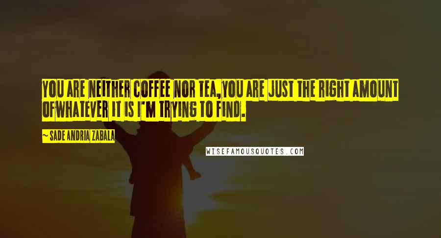 Sade Andria Zabala Quotes: You are neither coffee nor tea,you are just the right amount ofwhatever it is I'm trying to find.