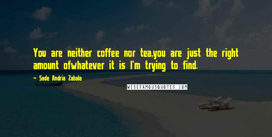 Sade Andria Zabala Quotes: You are neither coffee nor tea,you are just the right amount ofwhatever it is I'm trying to find.