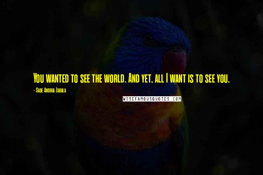 Sade Andria Zabala Quotes: You wanted to see the world. And yet, all I want is to see you.