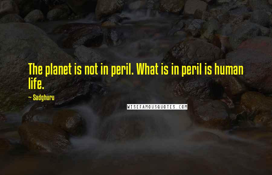 Sadghuru Quotes: The planet is not in peril. What is in peril is human life.