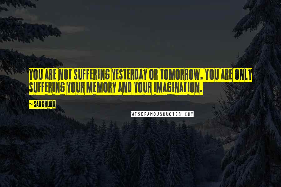 Sadghuru Quotes: You are not suffering yesterday or tomorrow. You are only suffering your memory and your imagination.
