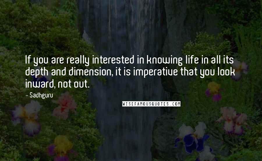 Sadhguru Quotes: If you are really interested in knowing life in all its depth and dimension, it is imperative that you look inward, not out.