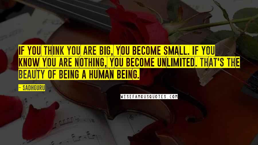 Sadhguru Quotes: If you think you are big, you become small. If you know you are nothing, you become unlimited. That's the beauty of being a human being.