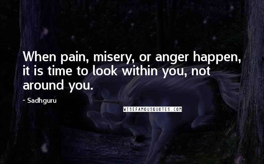 Sadhguru Quotes: When pain, misery, or anger happen, it is time to look within you, not around you.