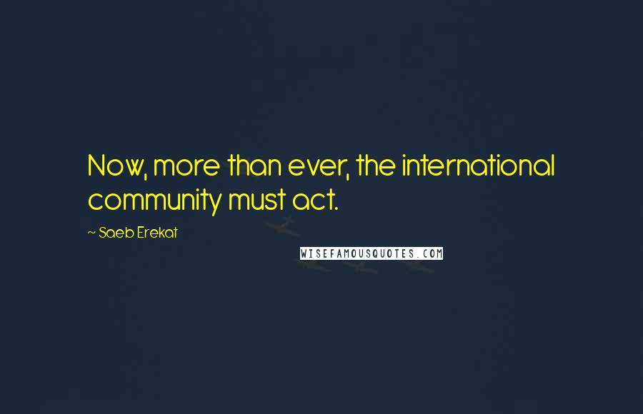Saeb Erekat Quotes: Now, more than ever, the international community must act.